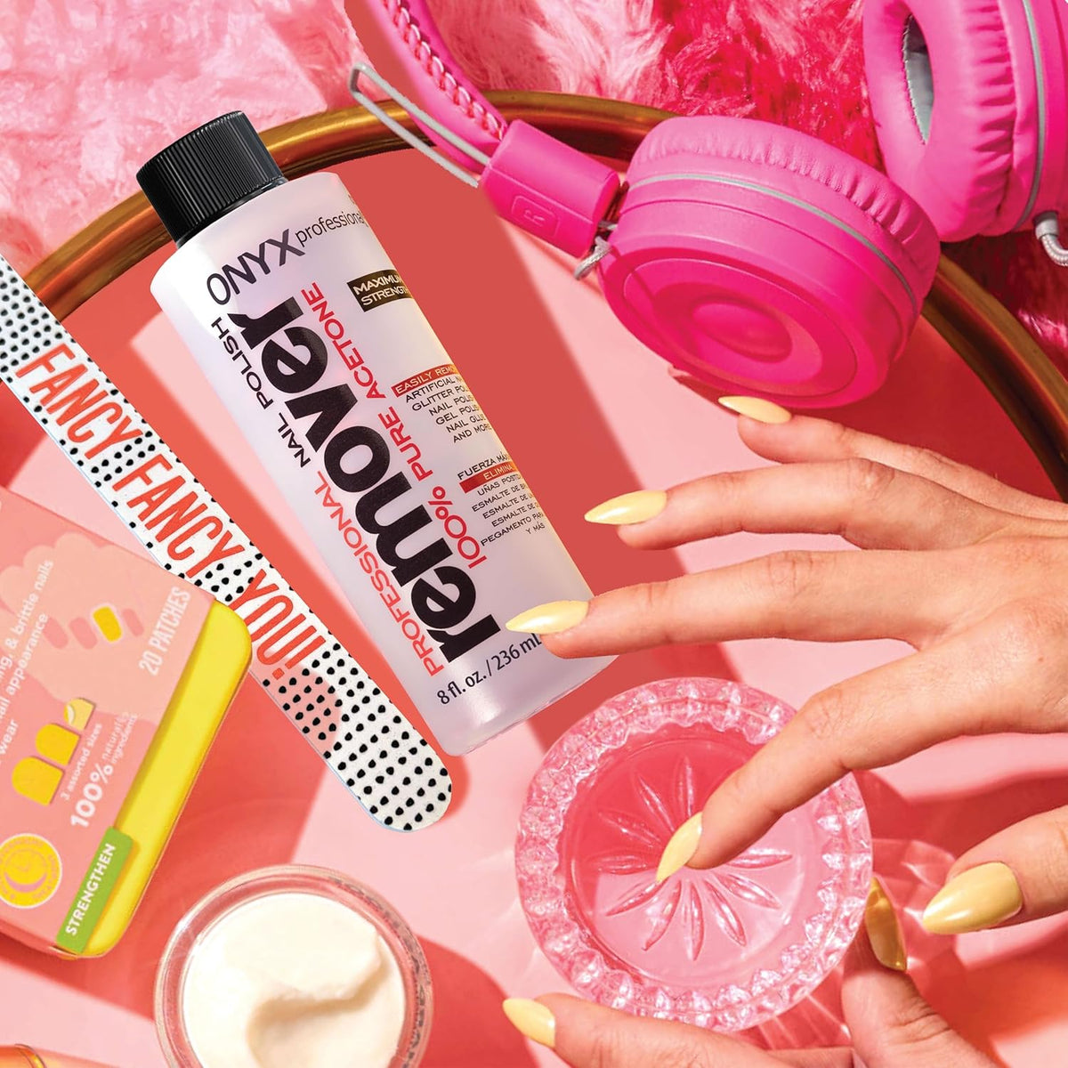 Onyx Professional 100% Pure Acetone Nail Polish Remover Kit with 7 inch Nail File, 8 fl oz - Made