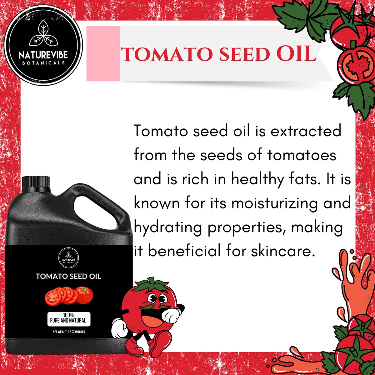 Naturevibe Botanicals Tomato Oil 32 Ounces | 100% Pure and Natural | Great for Skin Care and Hair