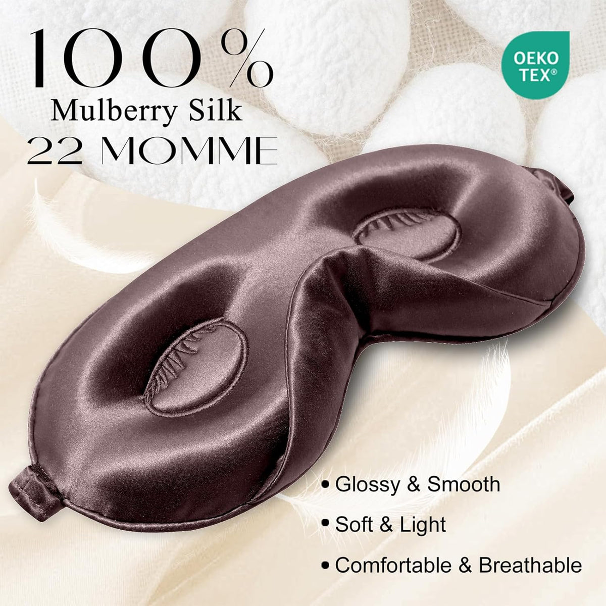 ZIMASILK Adjustable 22 Momme 100% Mulberry Silk Sleep Mask, Upgraded 3D Contoured Cup Eye Mask for