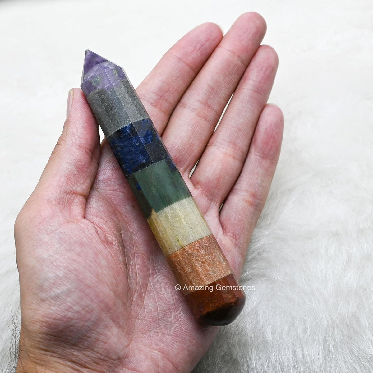 Amazing Gemstone Large Chakra Crystal Wand Massage Stick - Pelvic Wand Gua Sha for Adults