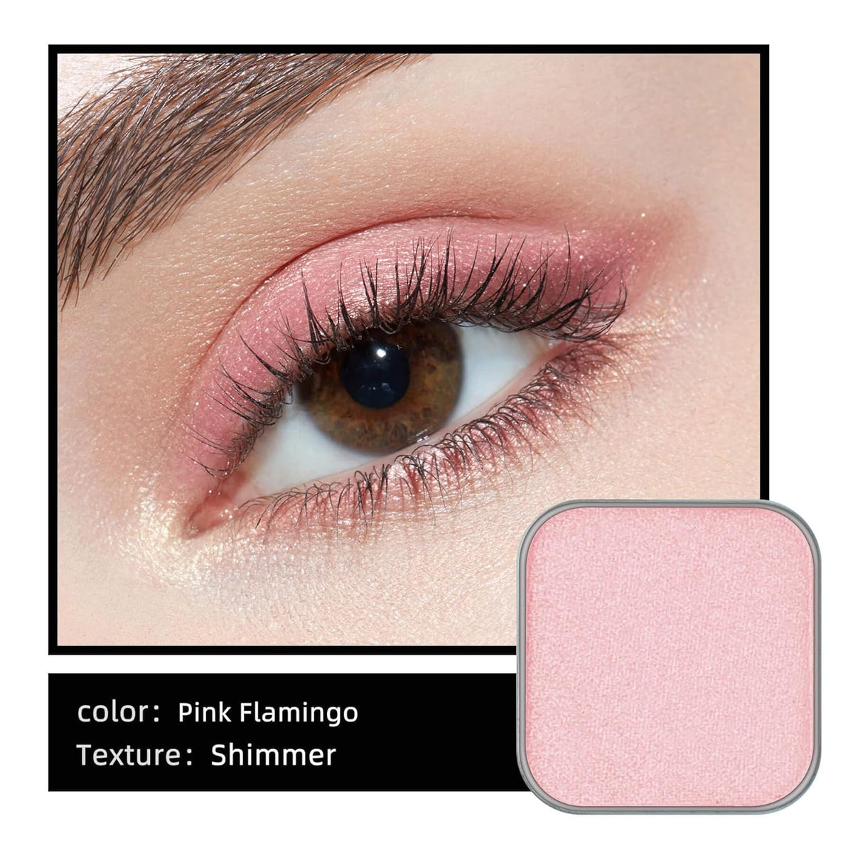 Magnetic Single Shimmer Pink Eyeshadow with Metal Pan, Light Pink Eyeshadow Refill Pan for hooded