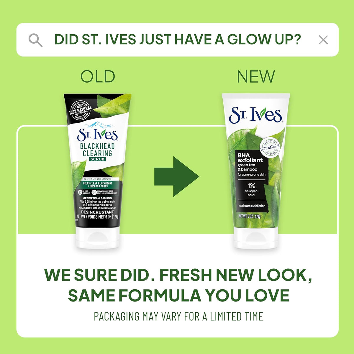 St. Ives Blackhead Clearing Face Scrub, Clears Blackheads & Unclogs Pores, Green Tea & Bamboo