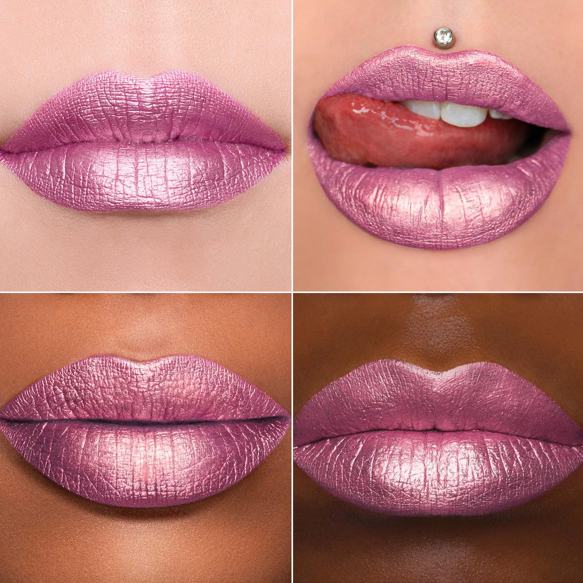 MAKI YIKA Pink Lipstick for Women Metallic Lipsticks Glitter Long Lasting Lipstick No Smudge No