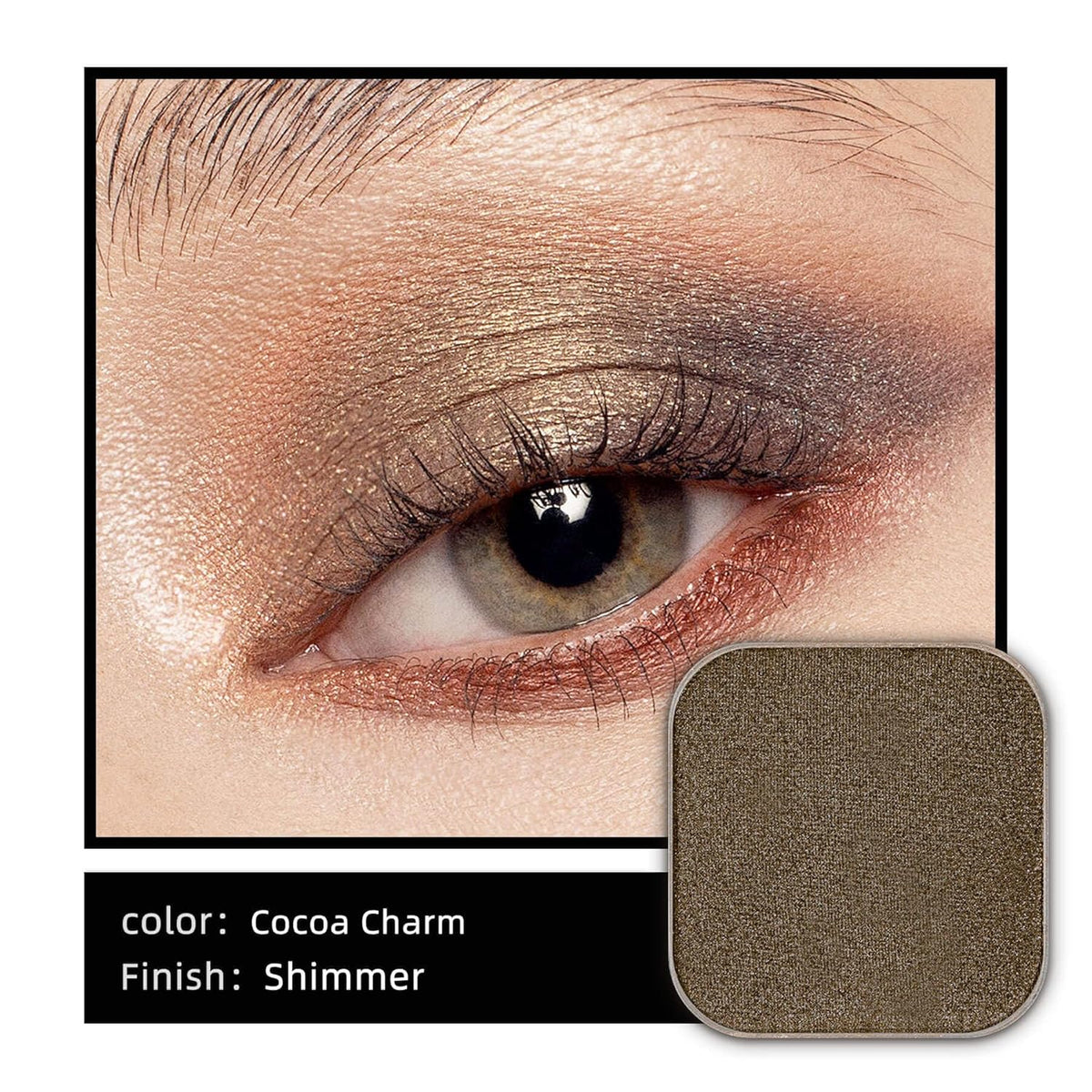Magnetic Single Shimmer Bronze Eyeshadow with Metal Pan, Pressed Powder Refill, Ideal for Smoky Eye
