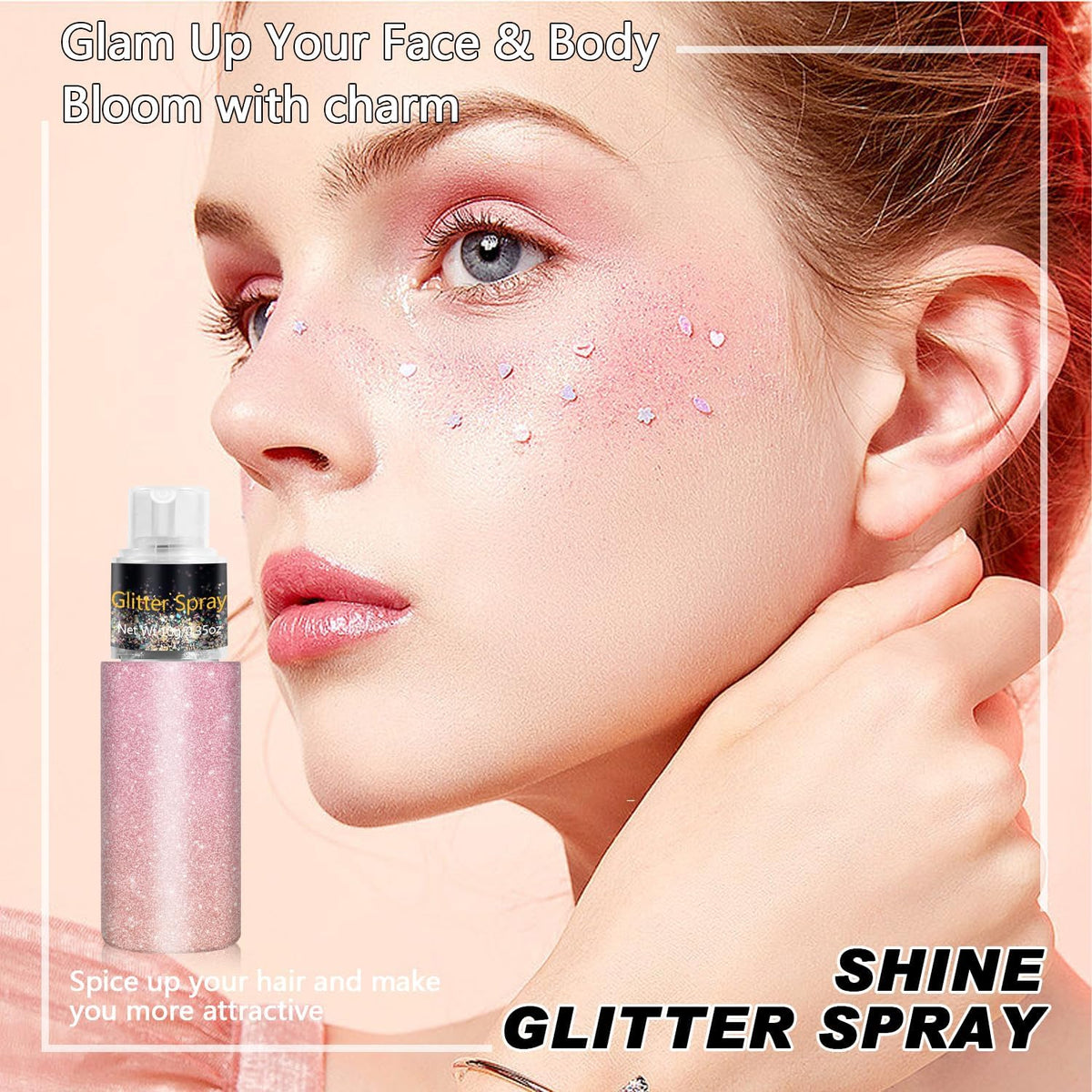 Hair and Body Glitter Spray, Holographic Glitter Highlighter Powder, Face Body Clothes Shiny