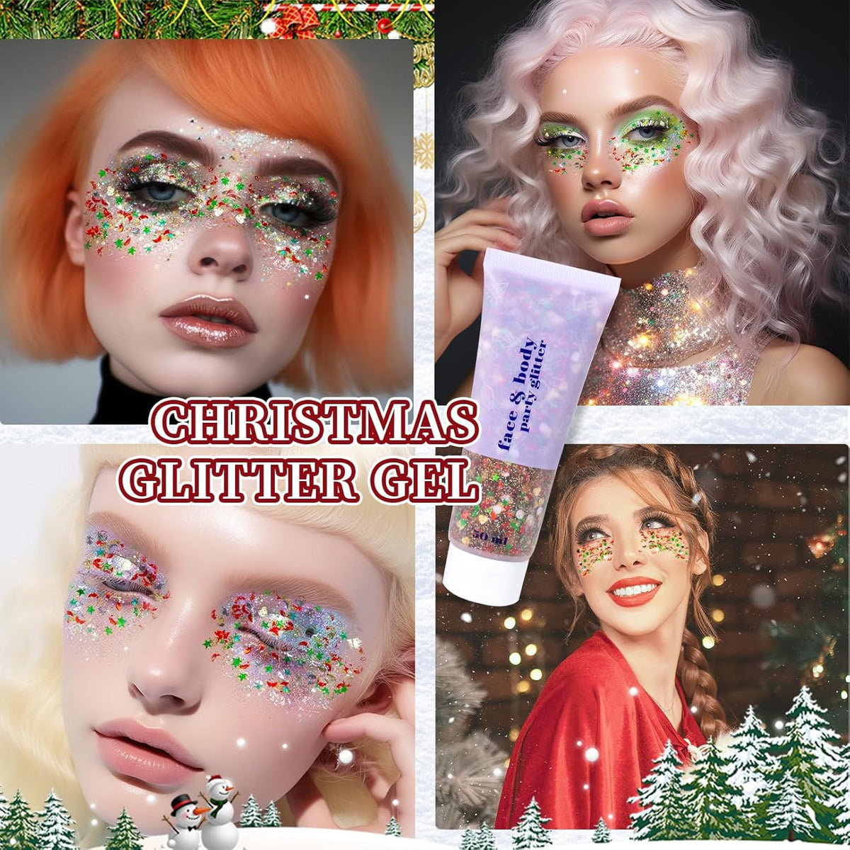 DAGEDA Body Glitter Gel, Face Glitters Body Gel Sequins Shimmer Liquid Eyeshadow, Chunky Glitter