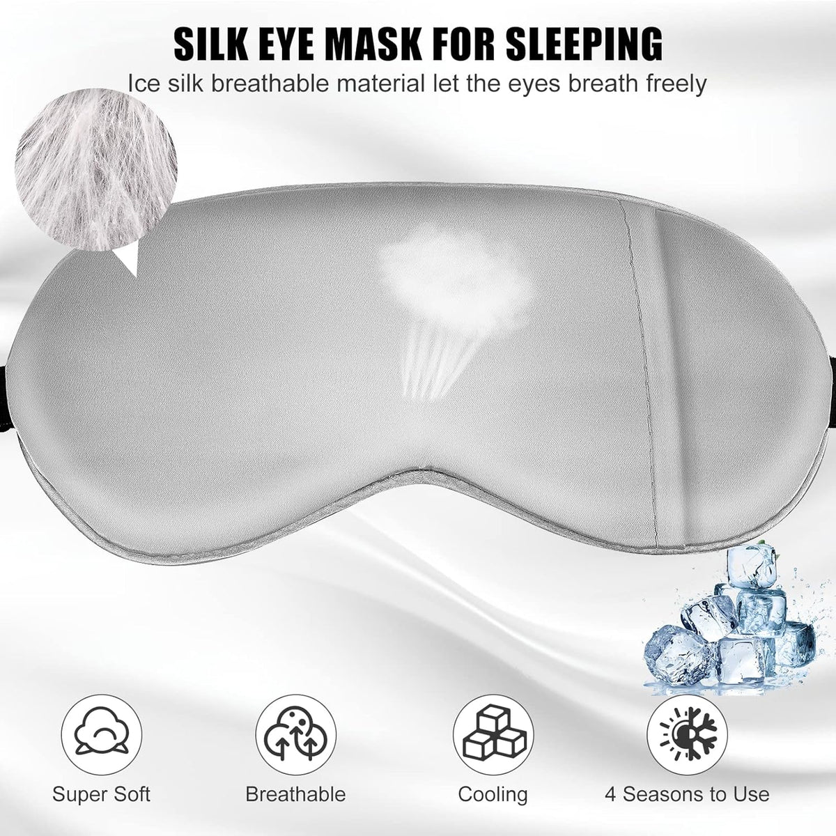 Sleep Mask w/ Cooling Gel Eye Mask, Silk Eye Mask for Sleeping, Hot & Cold Eye Masks, Blindfold Eye