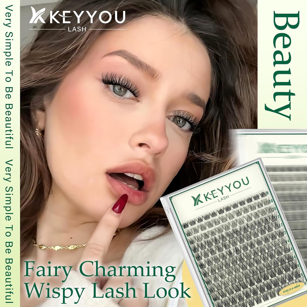 KEYYOULASH Lash Clusters Manga Lash Extension D Curl 144pcs 8-18mm Wispy Eyelash Clusters Natural