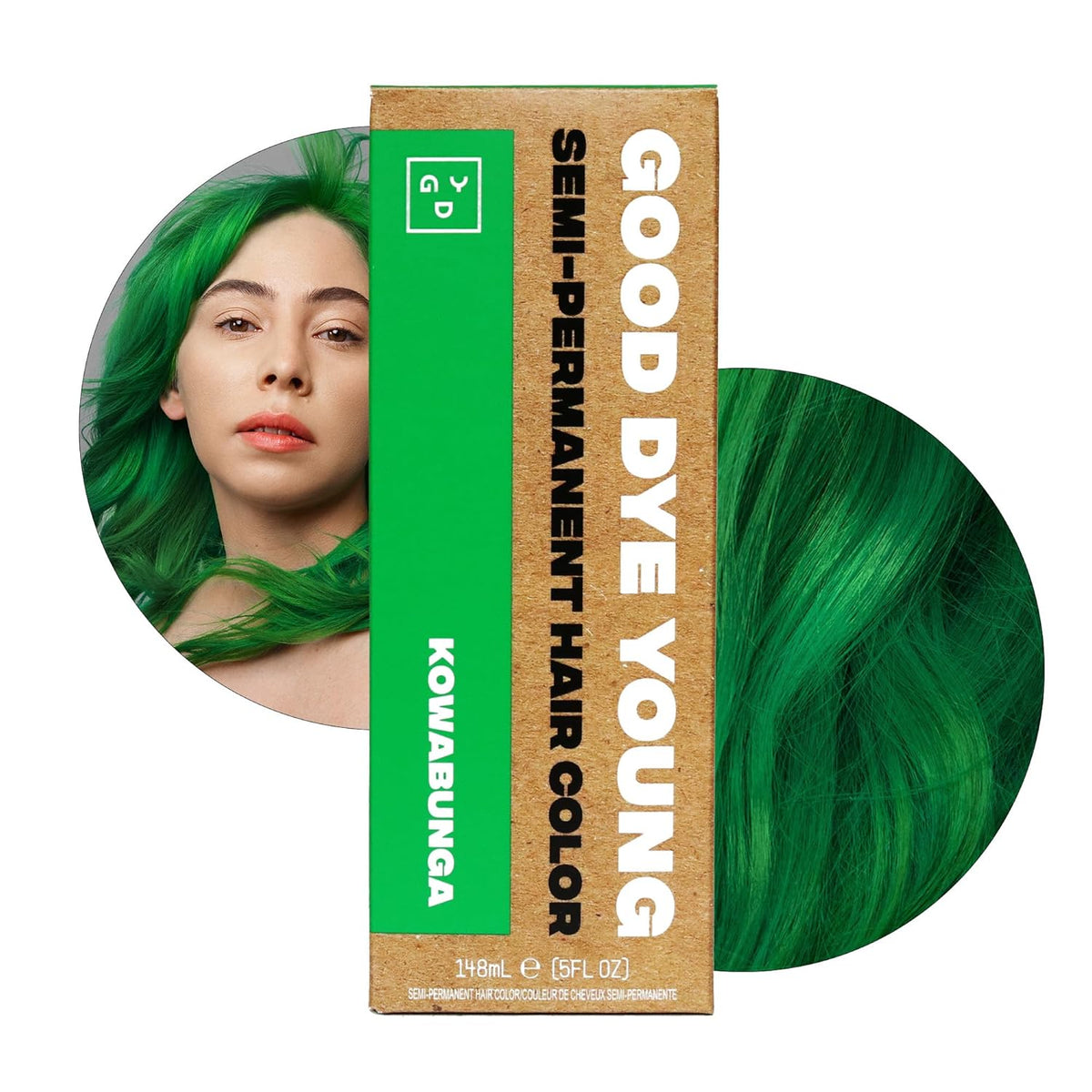 Good Dye Young Semi-Permanent Hair Color, Vegan and Cruelty-Free Green Hair Dye, Last up to 24