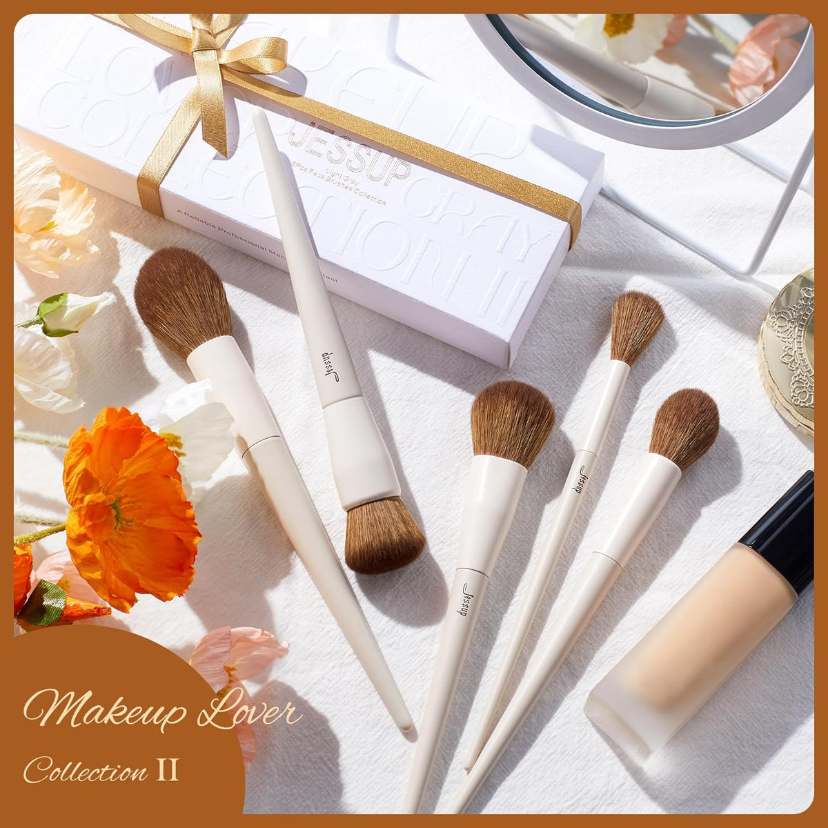 Jessup Makeup Brush Set 5Pcs Face Makeup Brushes Vegan Soft Foundation Brush Blush Brush Bronzer