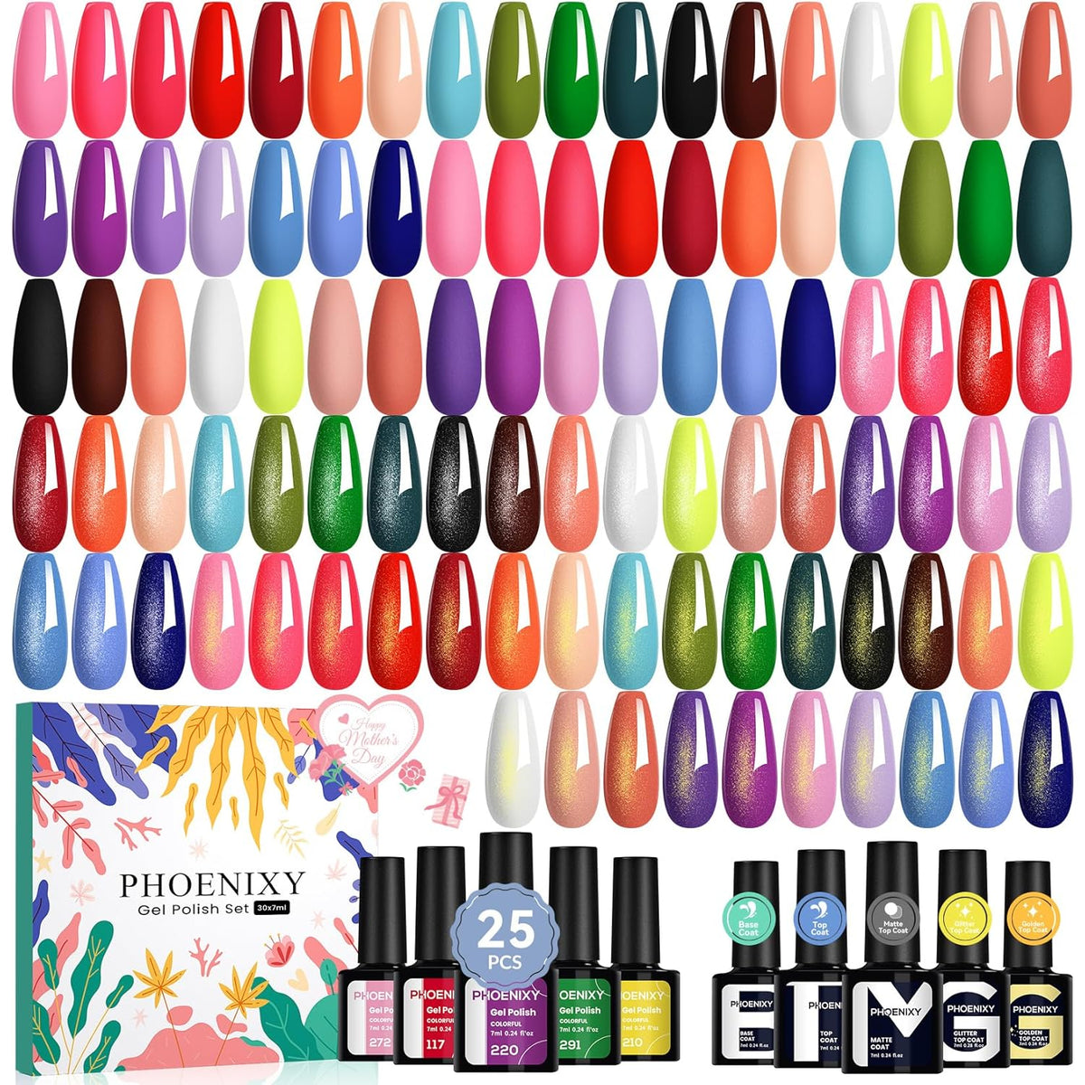phoenixy Gel Nail Polish 30 PCS Gel Nail Polish Set Dark Color Collection Manicure Set for Women
