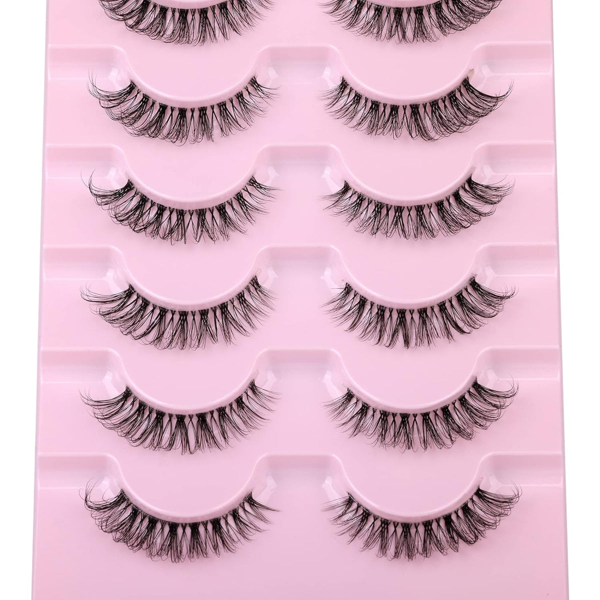 JIMIRE Lashes Natural Look Clear Band Demi-Wispies Short False Eyelashes Fluffy 3D Cat Eye 13MM