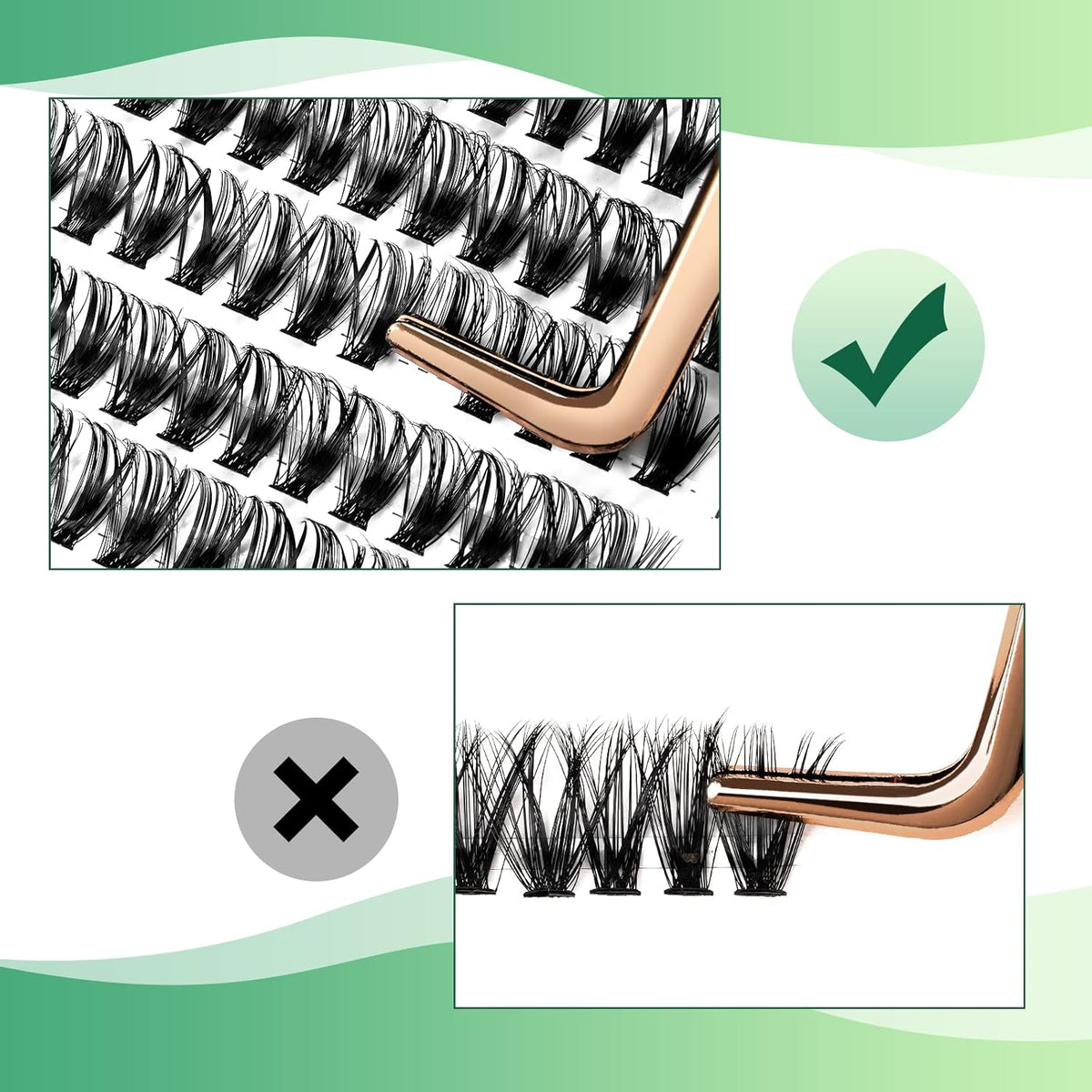 Lash Clusters 300pcs Individual Lashes 40D 0.07D Curl 10mm DIY Eyelash Extension KEYYOU Large Tray