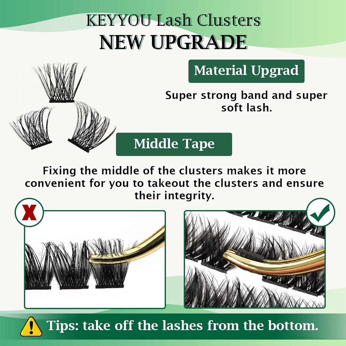 Lash Clusters,96 Pcs Cluster Lashes Y06 D Curl 12mm DIY Lash Extensions Eyelash Clusters,KEYYOU