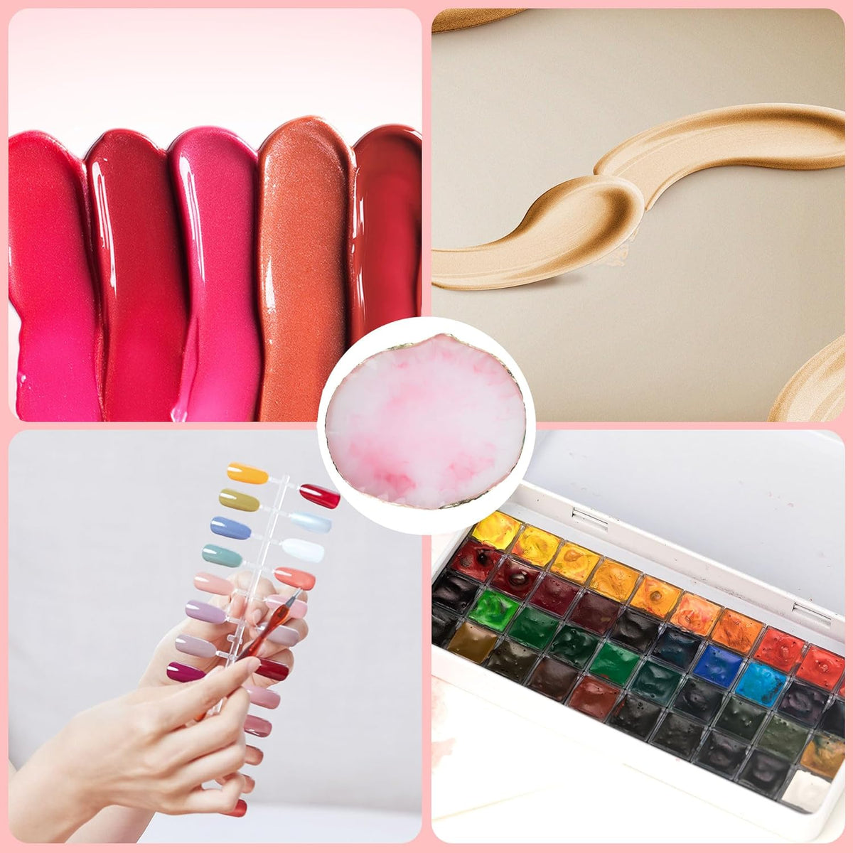 2 Pcs Resin Nail Palette Nail Polish Palette Nail Art Palette with Stainless Stirring Rod (Gray and