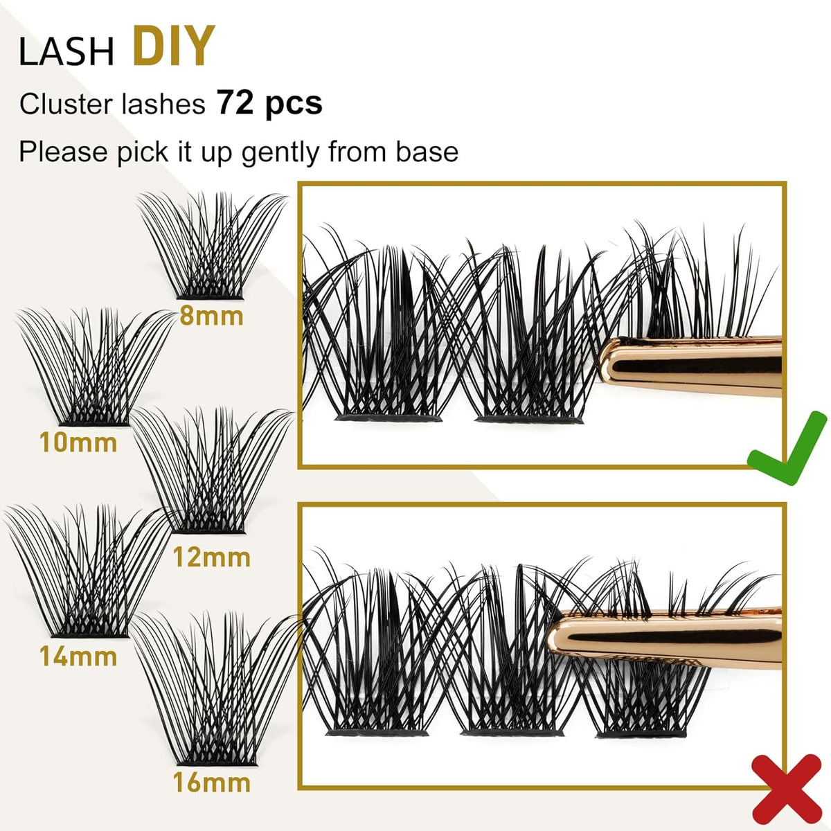 Lash Clusters B02 D Curl 18mm DIY Eyelash Extensions 72 Clusters Lashes C D Curl B&Qaugen Mega