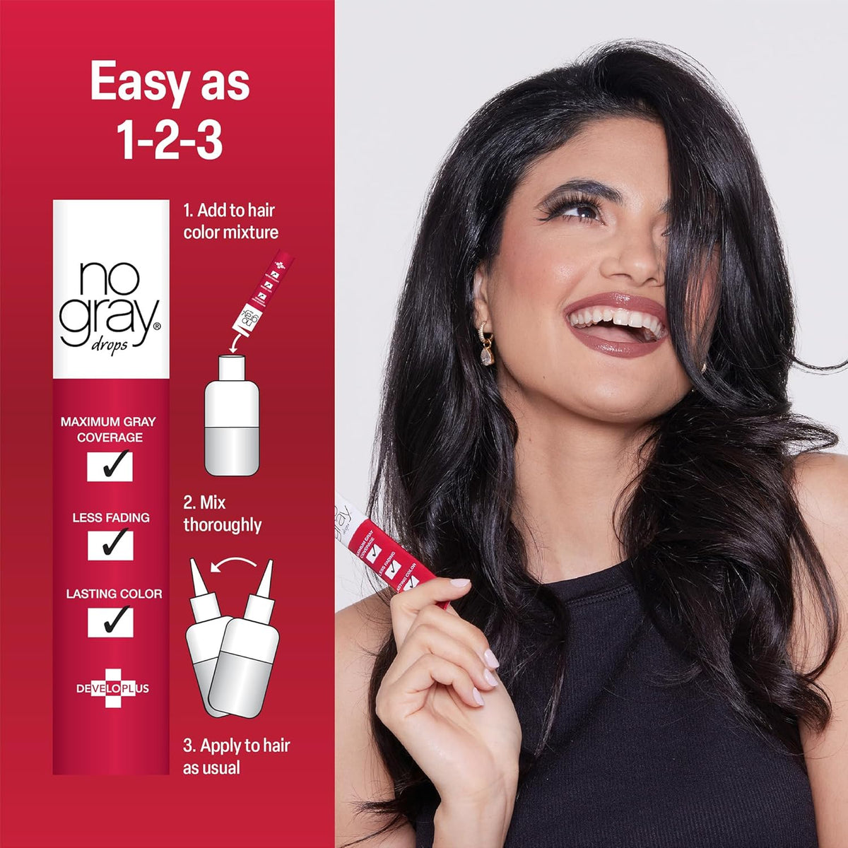 No Gray Color Drops, 2 Pack, Cover Gray Hair, Prevent Premature Color Fade, and Extend Time Between