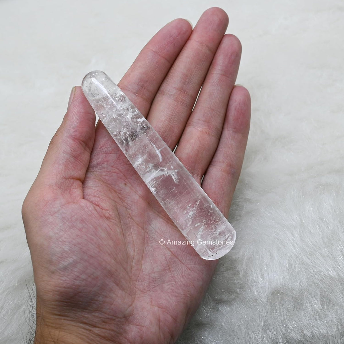 Amazing Gemstone Clear Quartz Crystal Wand Massage Stick - Pelvic Wand Gua Sha for Adults