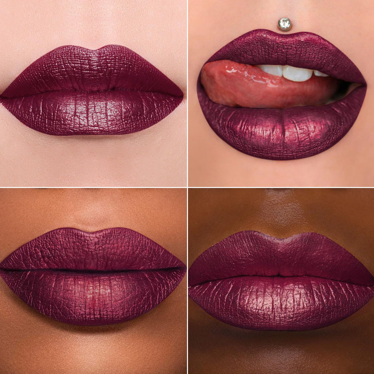 MAKI YIKA Dark Purple Lipstick for Women Metallic Lipsticks Glitter Long Lasting Lipstick No Smudge
