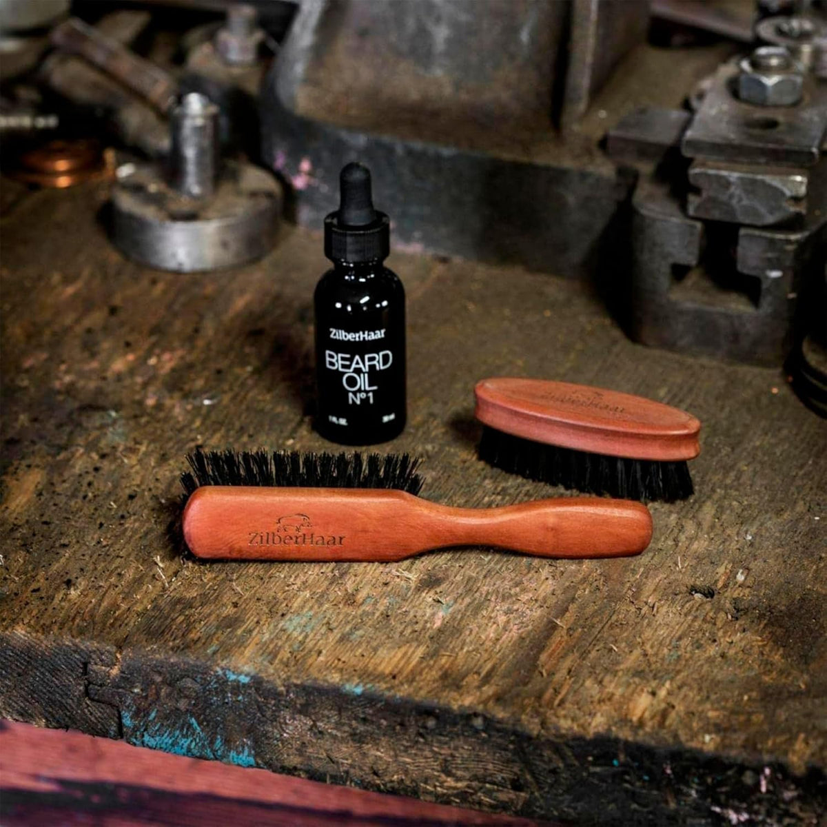Beard Brush by ZilberHaar - Stiff Boar Bristles for Men's Grooming - Straightens and Promotes