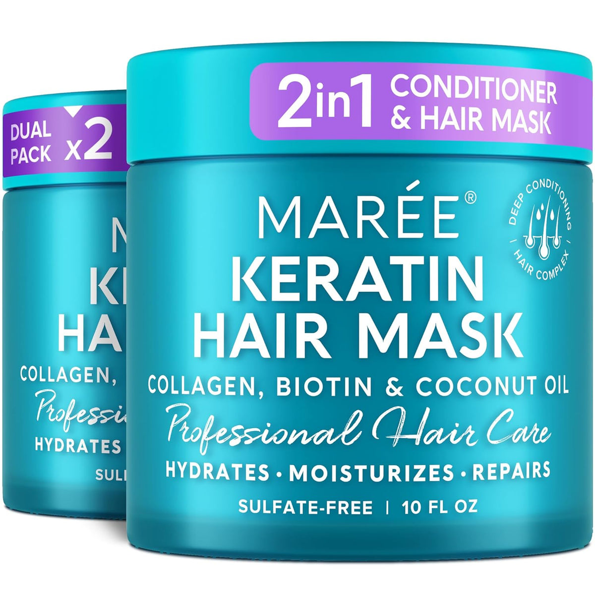 MAREE Deep Conditioning Hair Mask for Damaged Hair Treatment 2 PACK - Keratin Hair Care for