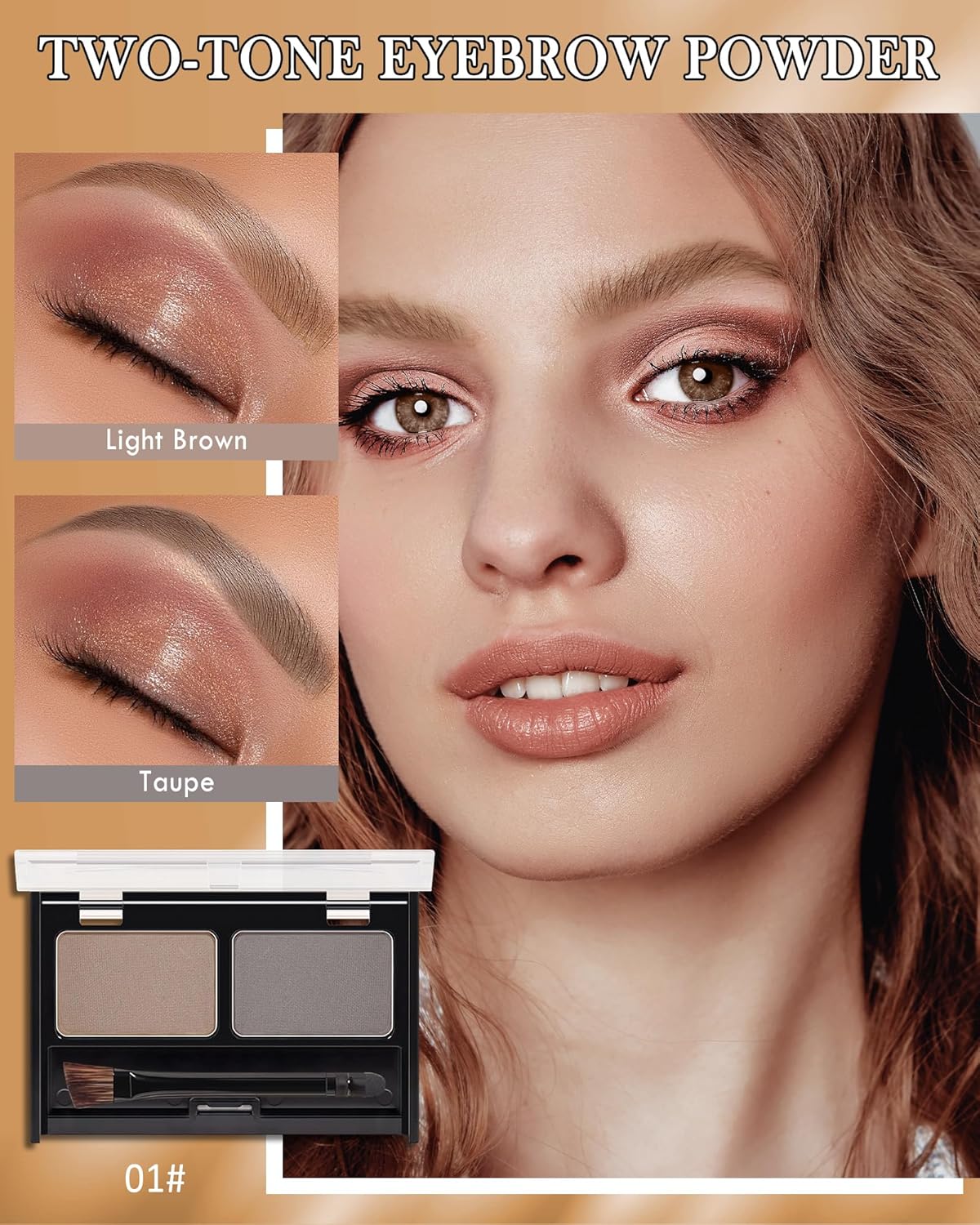 Waterproof Eyebrow Powder Kit-2 Colors Eye Brow Powder Tinted Palette Long Lasting Up to 16H,Light