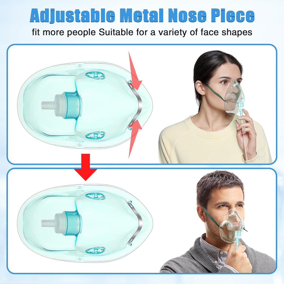 Geiserailie 2PCS L Oxygen Mask with 6.6 Ft Tubing and Adjustable Elastic Strap, Adult Oxygen Mask