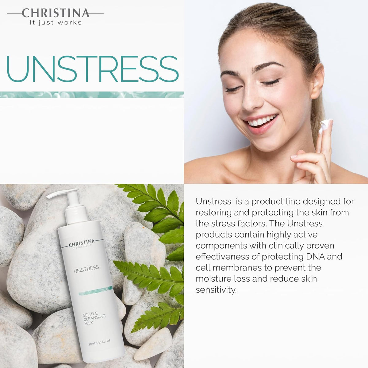 Christina - Unstress Gentle Cleansing Milk with Vitamin E | Smothing Refreshing milk Cleanser for