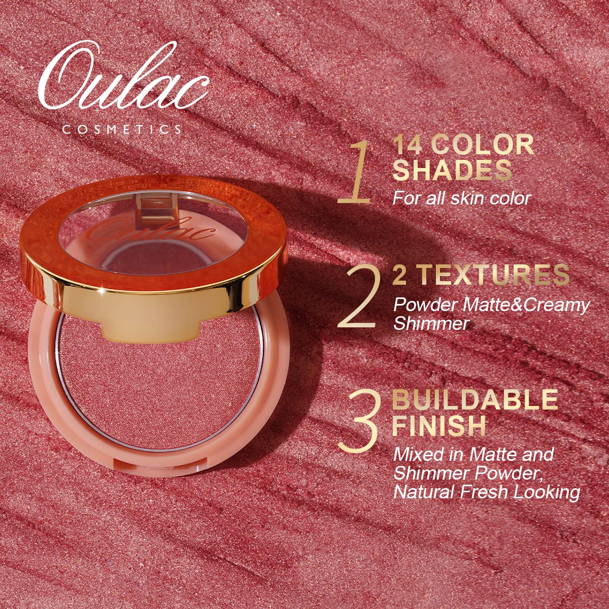 Oulac Blush Bronze Shimmer Powder 2 in 1|Creamy Texture Powdery Blush|Tanning Color Finish| High