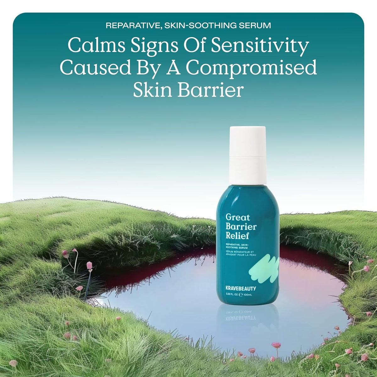 KraveBeauty Jumbo Great Barrier Relief, Soothing Skin Barrier Repair Serum, Contains Tamanu Oil to