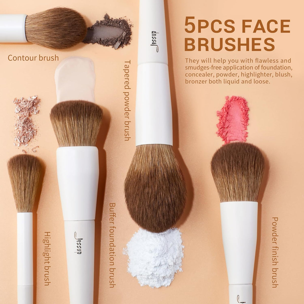 Jessup Makeup Brushes 14Pcs Makeup Brush Set Premium Synthetic Powder Foundation Contour Blush