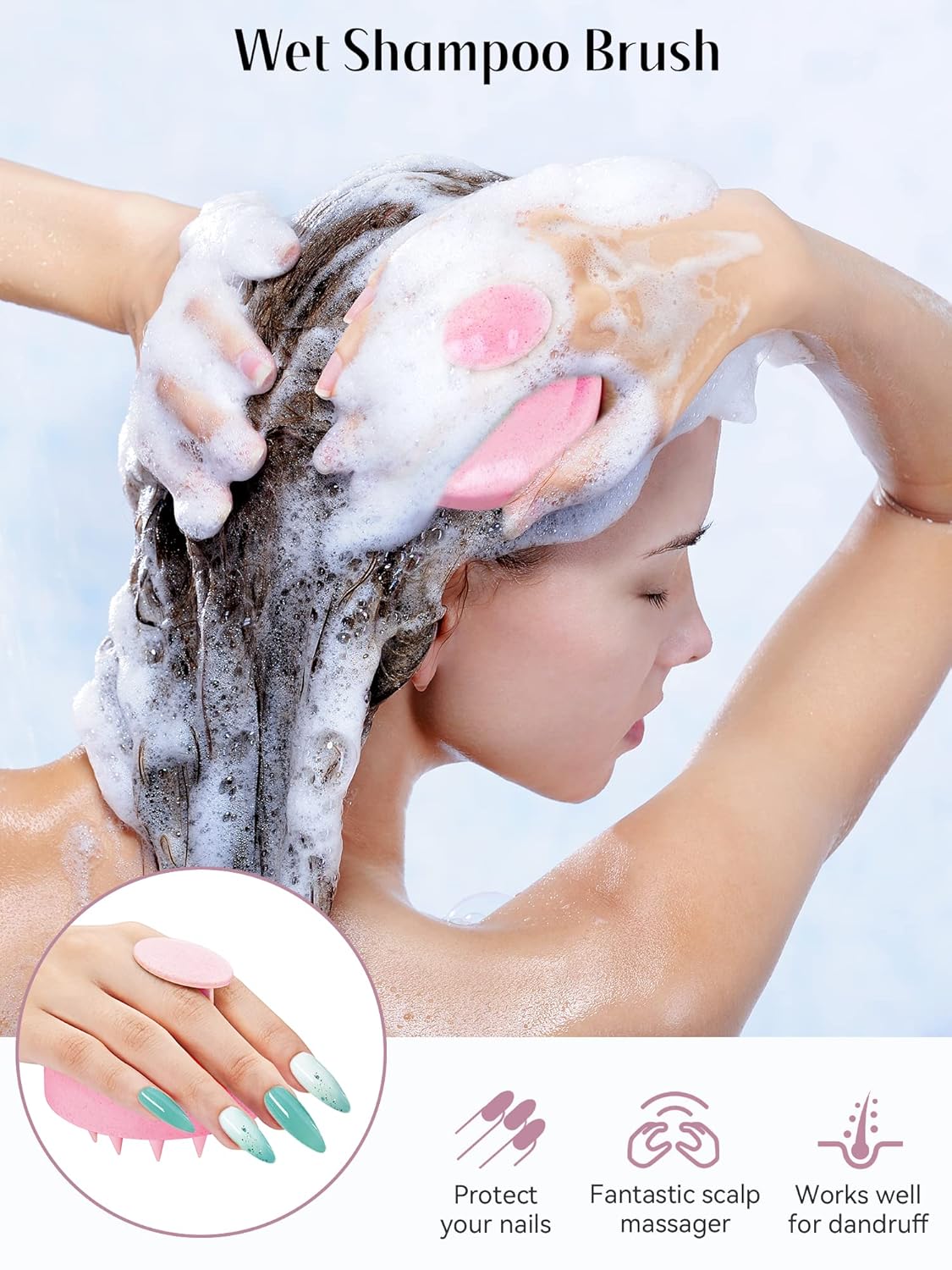 HEETA Scalp Massager Hair Growth, Soft Silicone Scalp Scrubber Shampoo Brush for Exfoliation