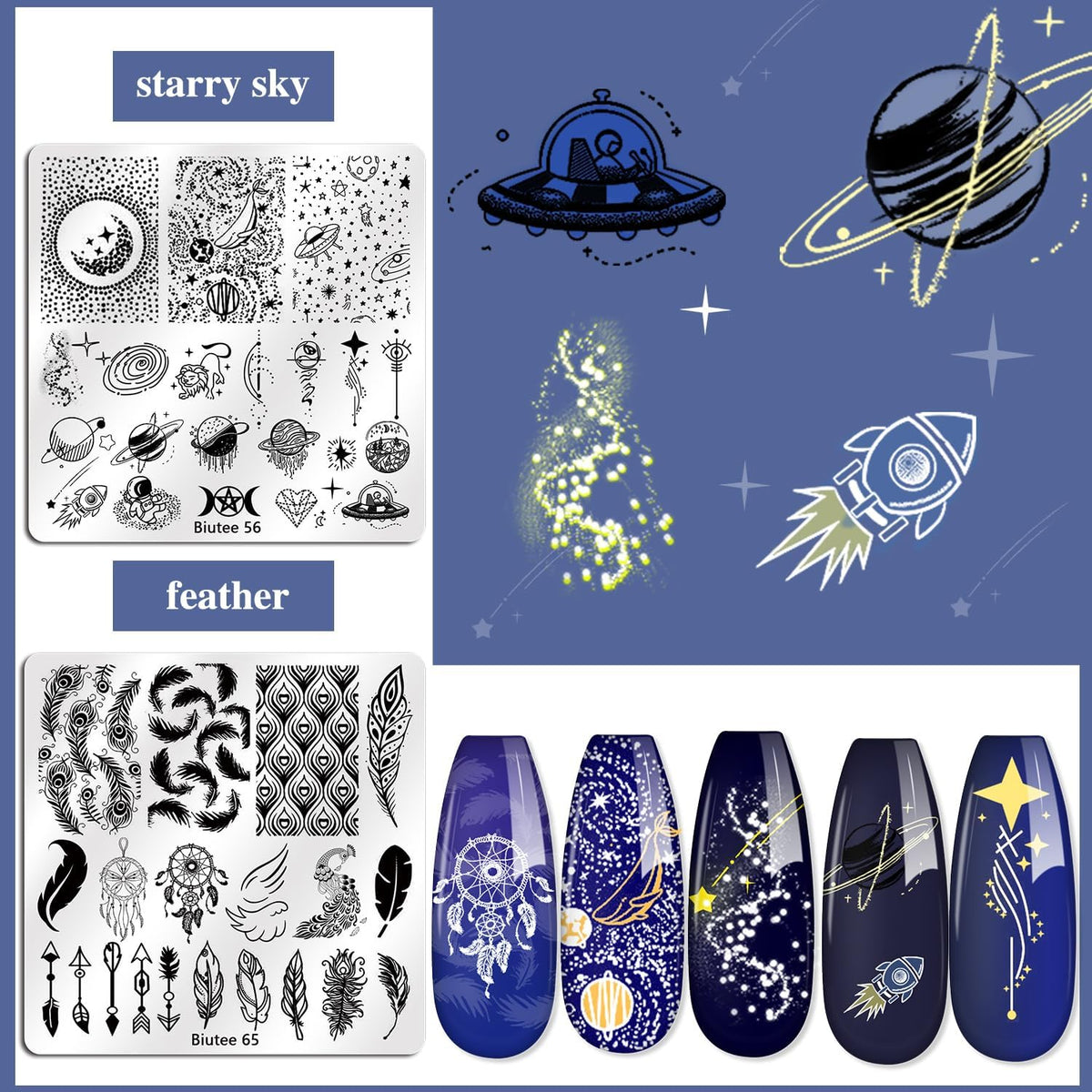 Biutee Nail Stamper Kit 15pcs Nail Art Stamp Plate 8pcs Stamp Gel Polish 1pcs Nail Stamper Scraper