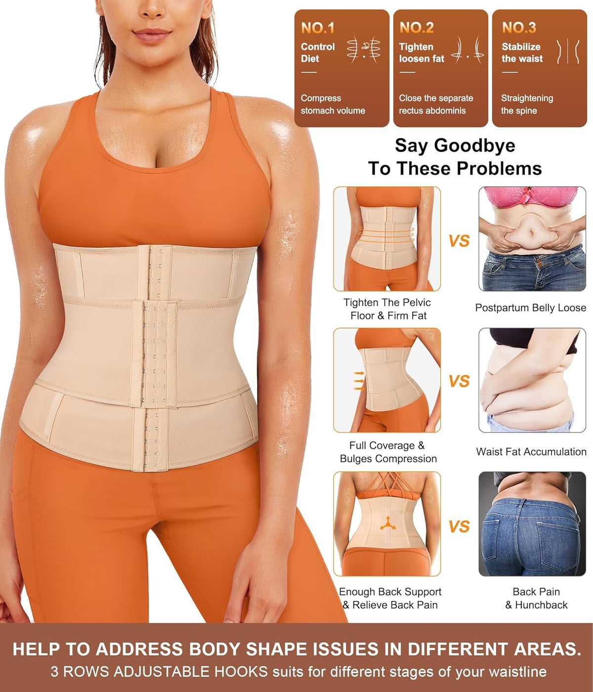 TrainingGirl Waist Trainer for Women Belly Working Out Trimmer Corset Sauna Sweat Belt Band Stomach