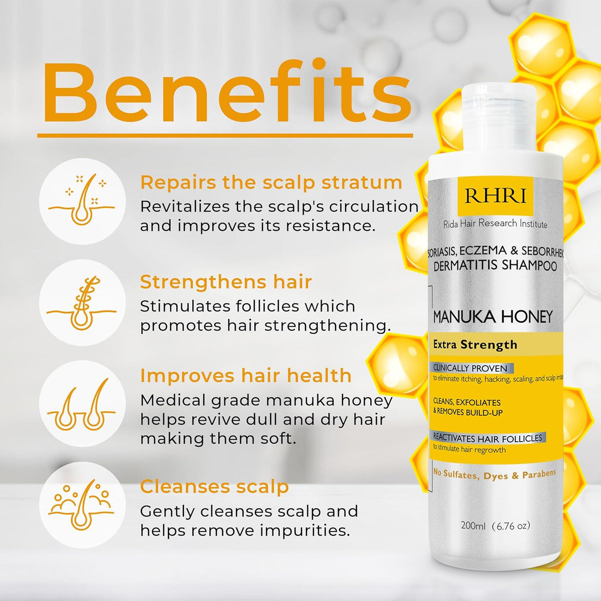 Psoriasis Shampoo for Men & Women | Itchy Scalp Treatment with Manuka Honey | Best for Eczema