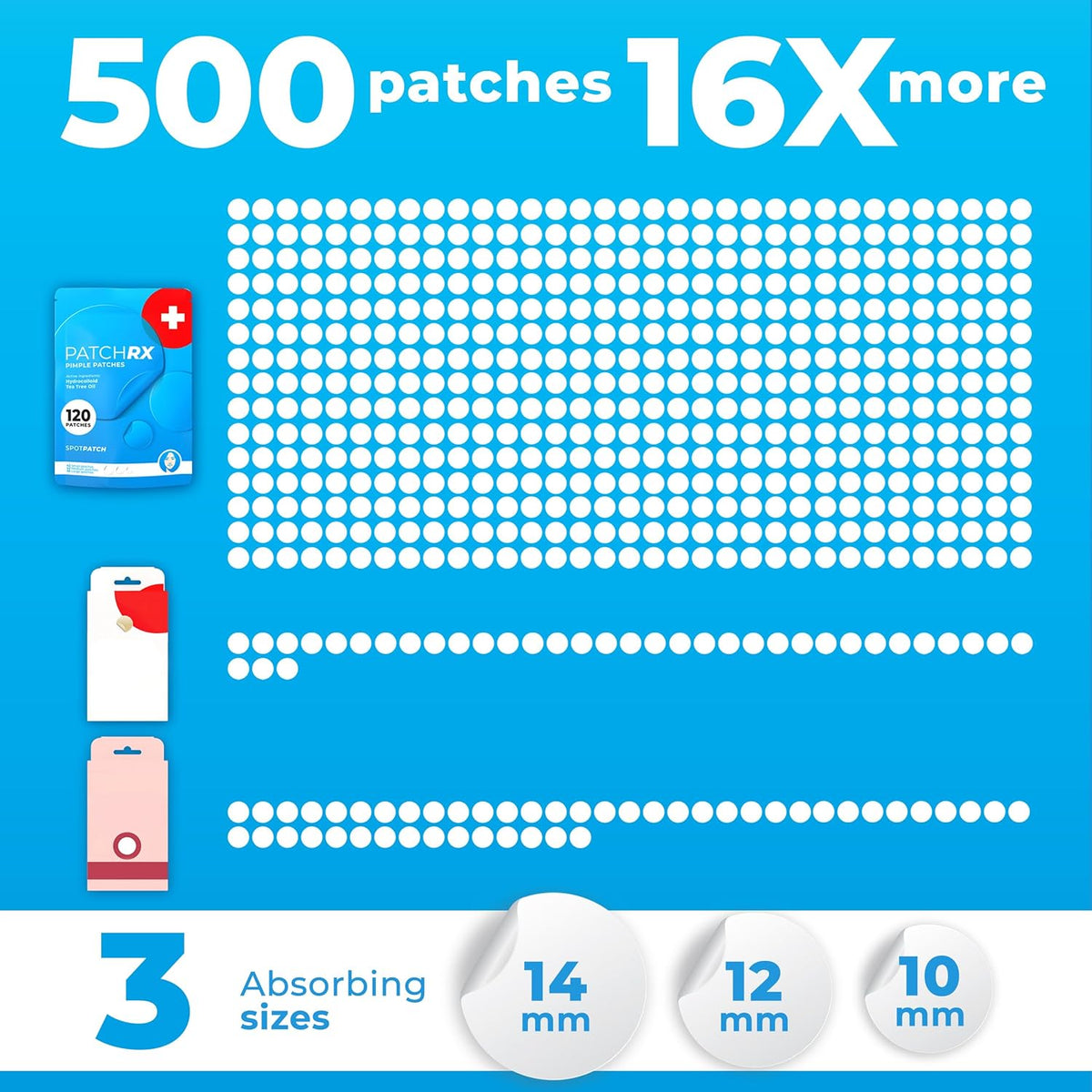Pimple Patches for Face (500 Patches), Hydrocolloid Acne Patches with Tea Tree Oil, Pimple Patch