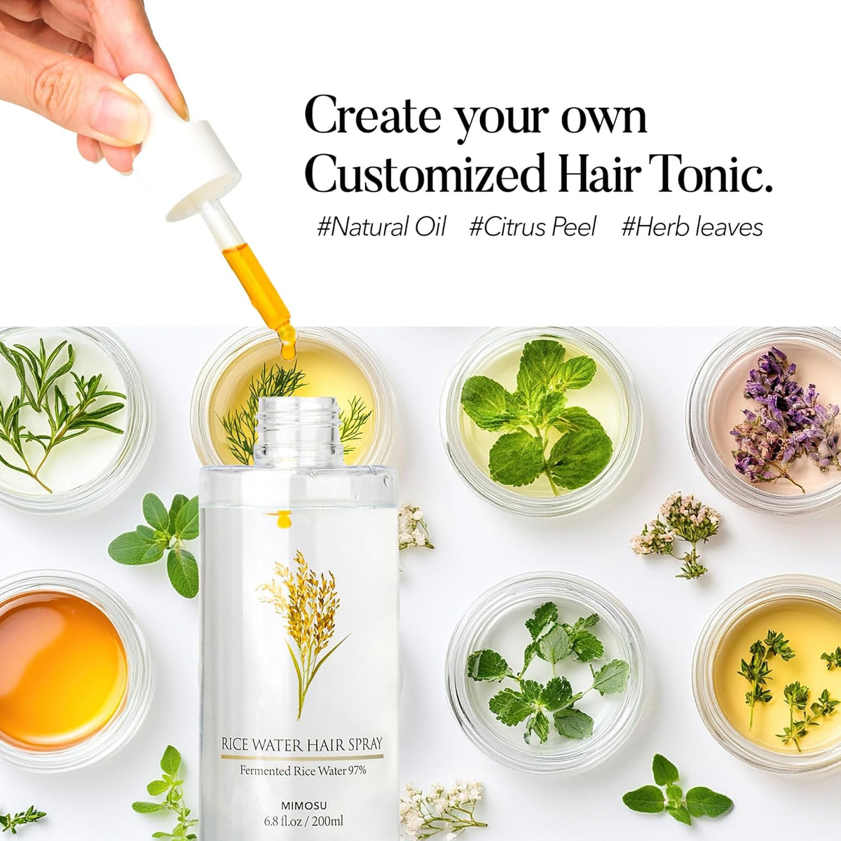 mimosu 97% Rice Water Hair Growth Spray - Fermented Rice Water & Biotin Serum, PHA Toner, Korean