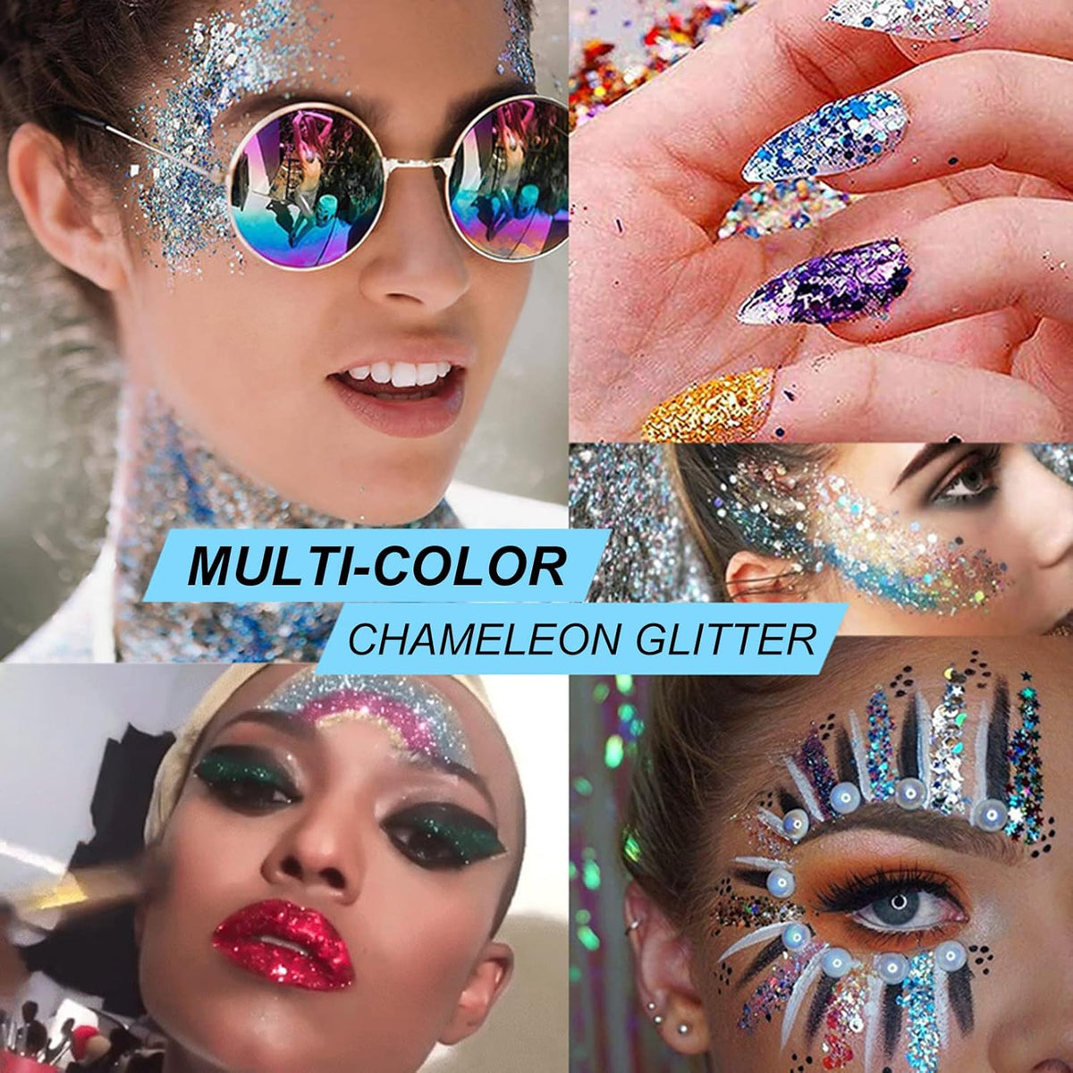Maple Red Face Body Hair Glitter Gel for Women and Kids, Holographic Chunky Color Changing Glitter