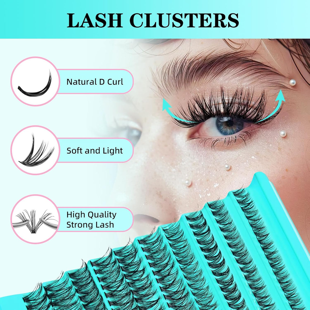 Lash Clusters Kit 200PCS 40D Eyelash Extension Kit D Curl Wispy Eyelash Clusters DIY Natural