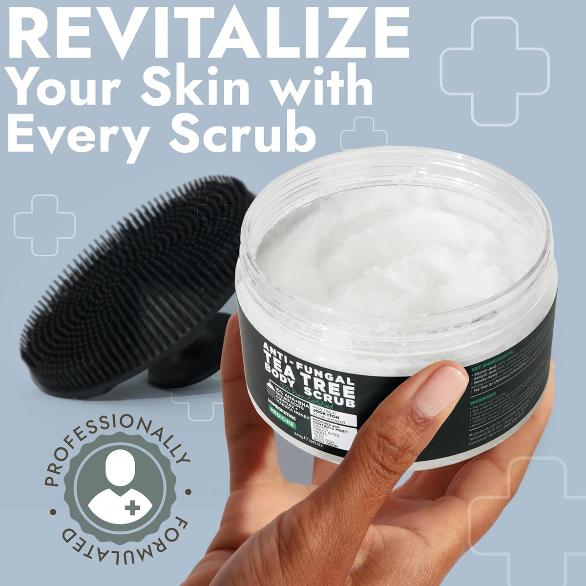 Terramed Just Think Comfort Antifungal Body Scrub with Tea Tree Oil – Exfoliating Body Wash for