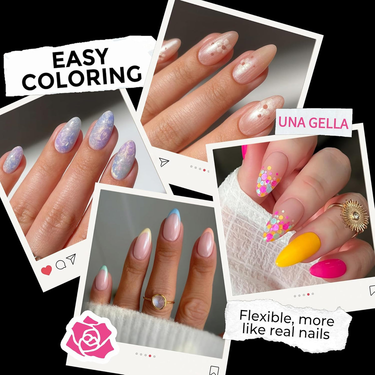 UNA GELLA Almond Nail Tips, 216pcs Pointed Almond Gel Nail Tips Pre-shape Half Matte Full Cover