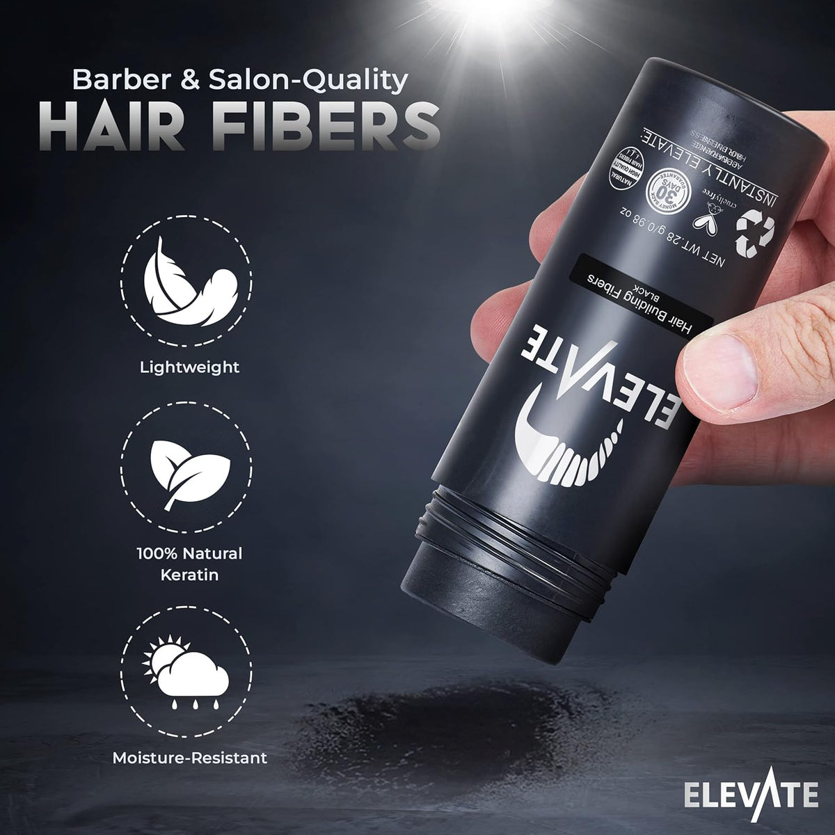 ELEVATE Hair Fibers for Thinning Hair Large Size 40g Bottle - 100% Natural Undetectable Keratin