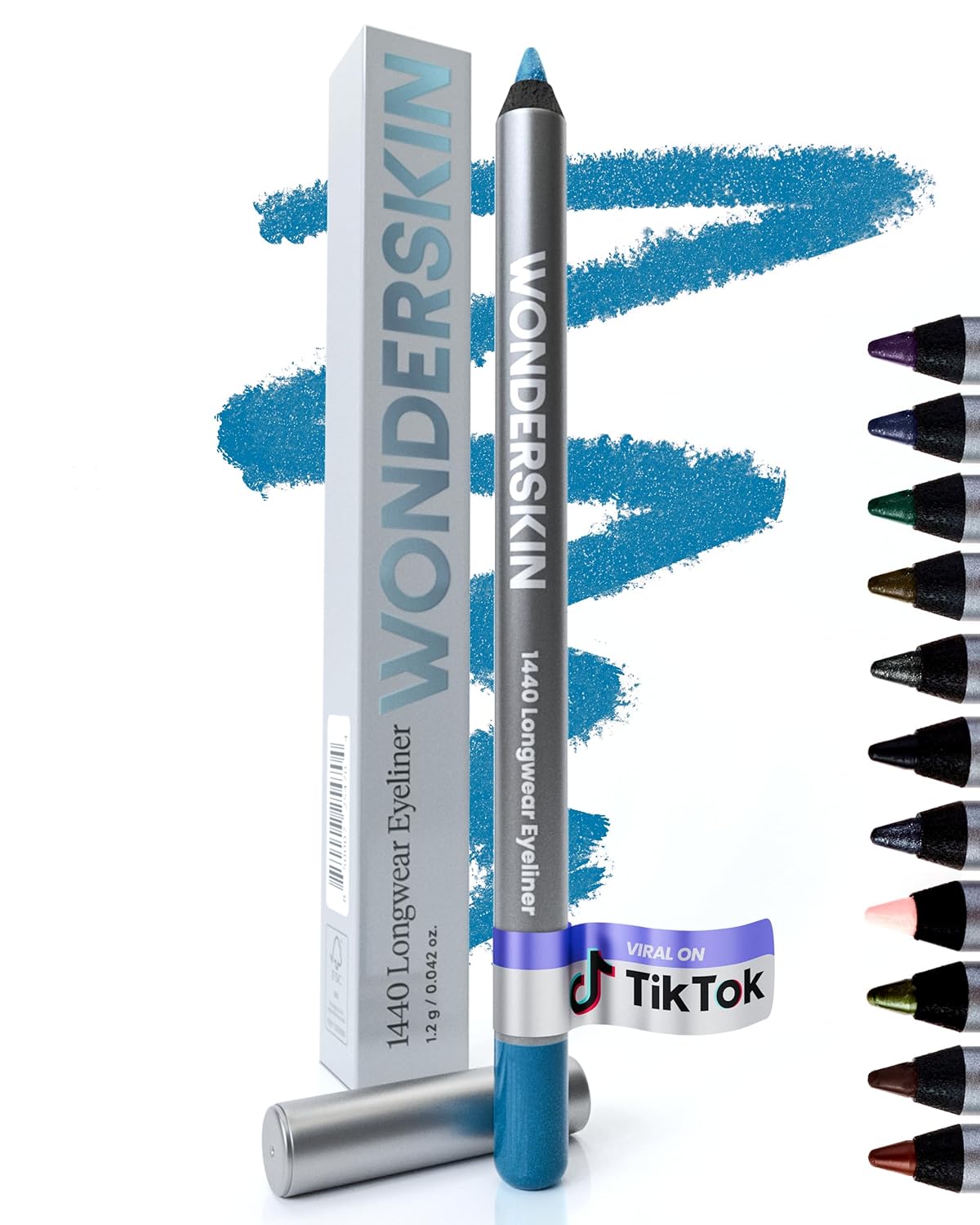 Wonderskin Eyeliner Pencil, 1440 Longwear Blue Eyeliner Pencil - Waterproof, Sharpenable & Smudge