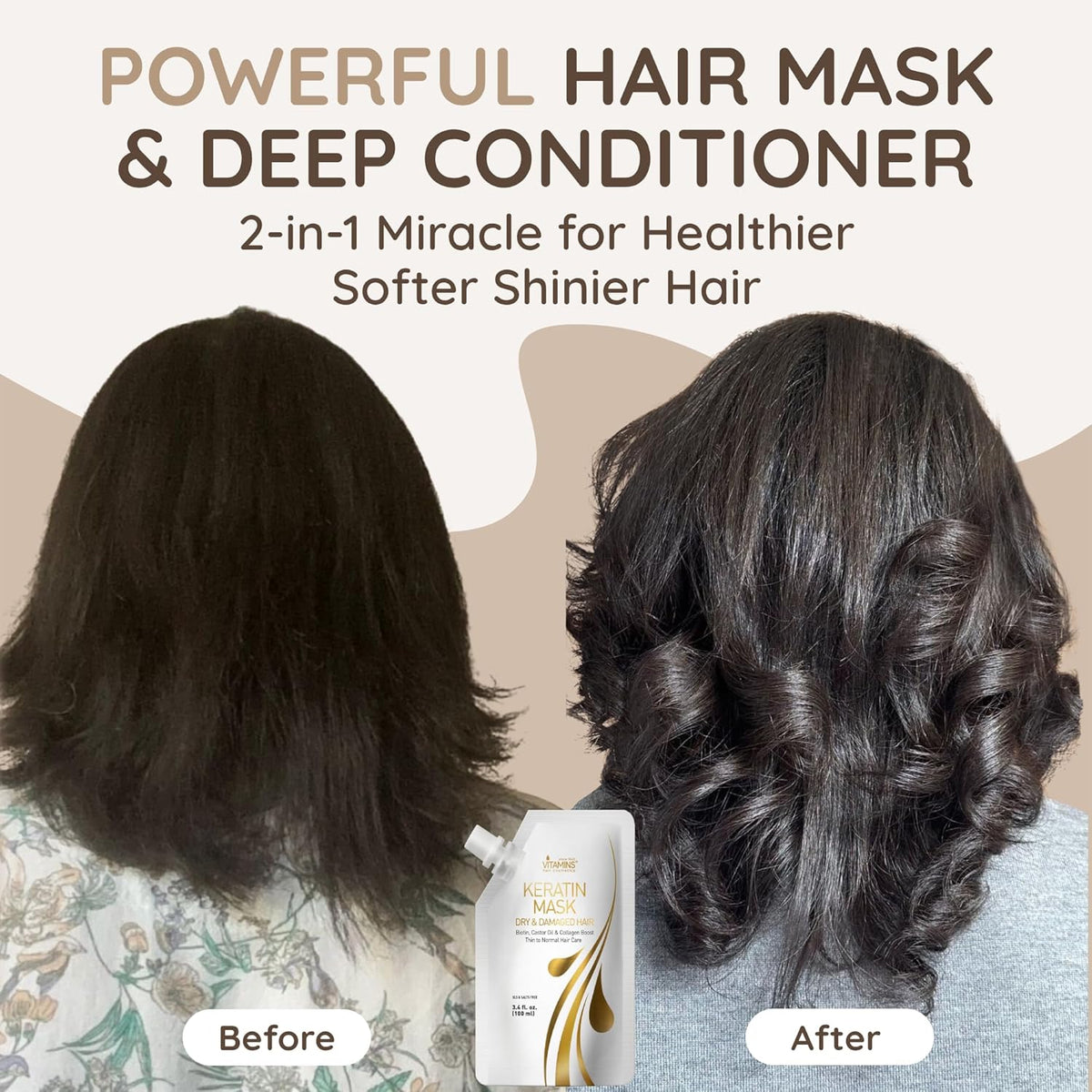 VITAMINS hair cosmetics Keratin Hair Mask - Protein Repair Keratin Treatment - Deep Conditioner for