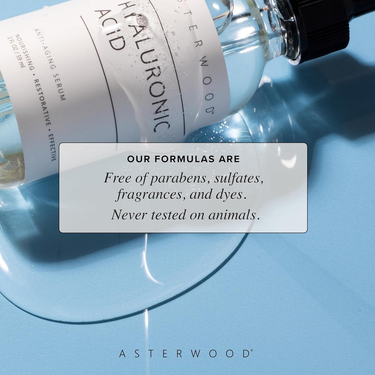 Asterwood Hyaluronic Acid Serum for Face - Plumping, Anti-Aging, Hydrating - Fragrance-Free - 4 Fl