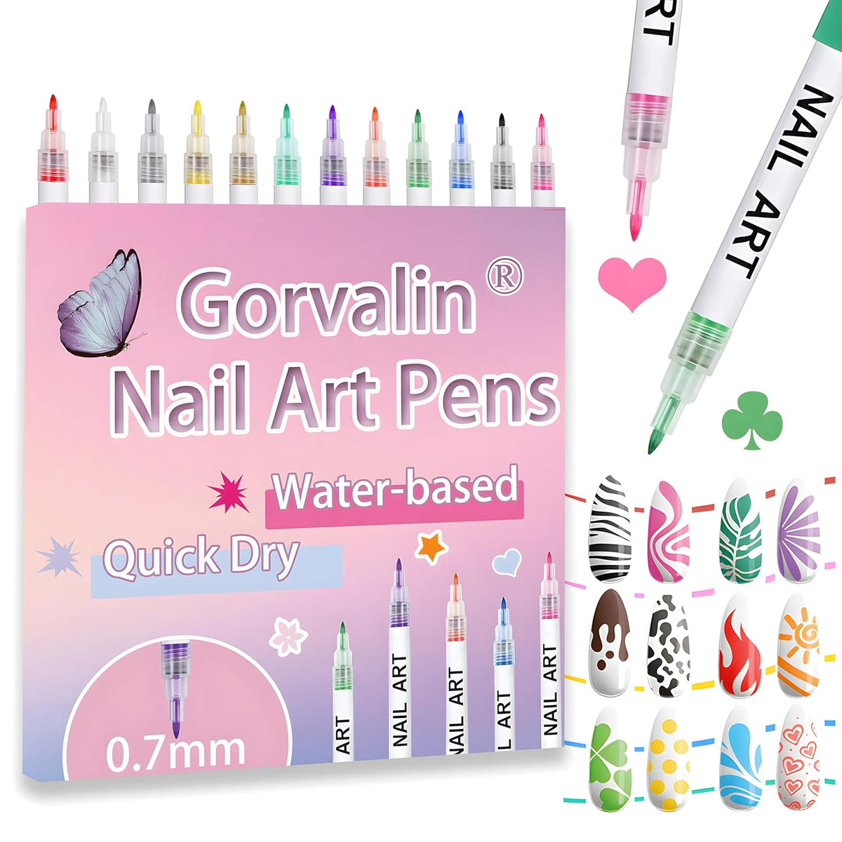 12 Colors Nail Art Pens, 3D Quick Dry Nail Point Graffiti Dotting Liner Pen Sets Nail Art Painted