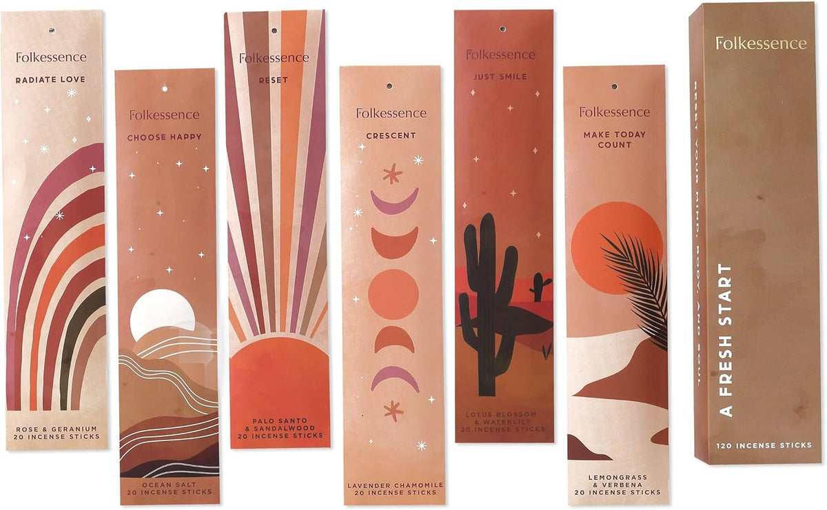 Folkulture Incense Sticks | Set of 6 (120 Sticks) Non Toxic Palo Santo Insence-Sticks | 45 Mins