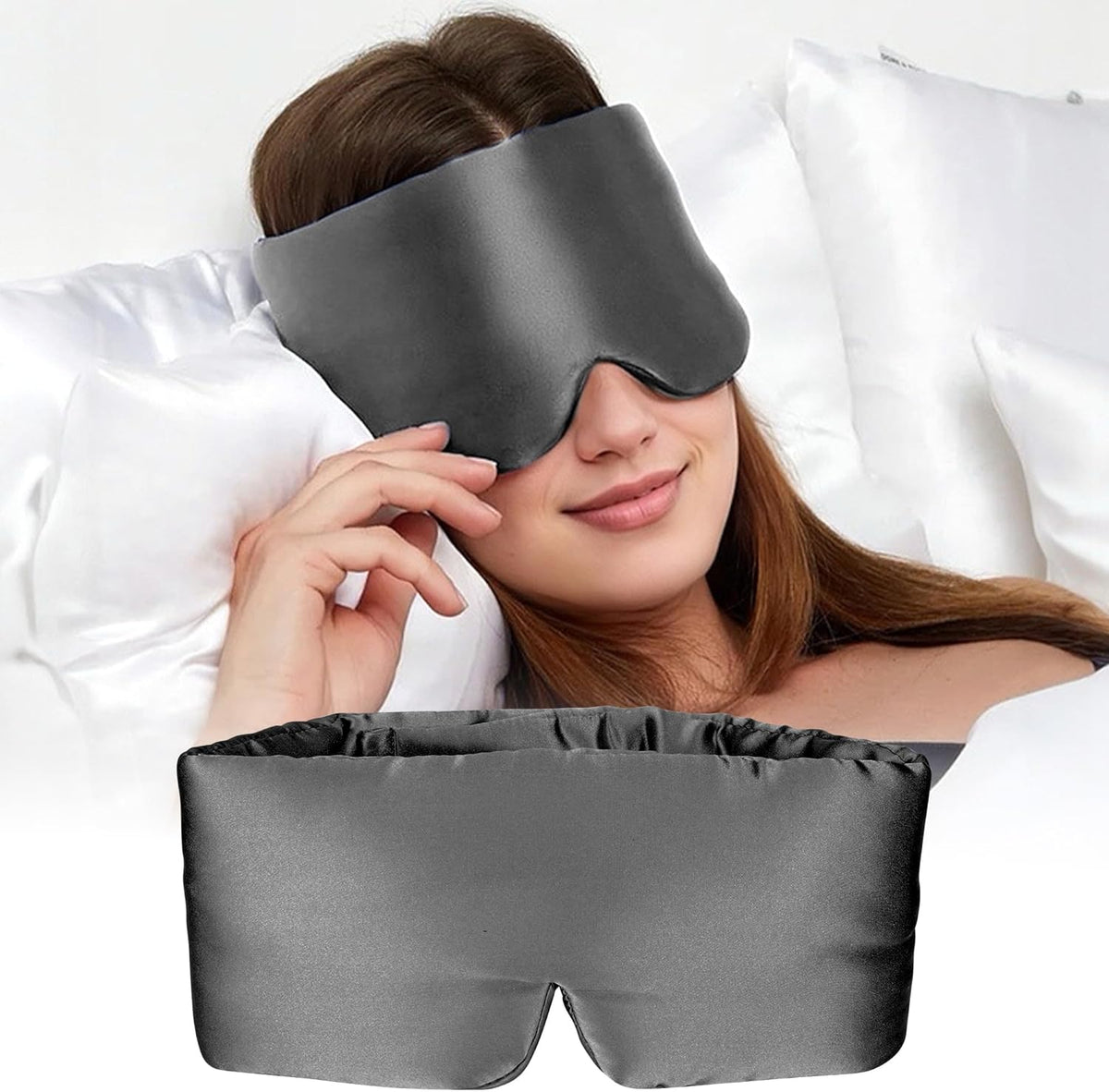 Silk Sleep Mask for Women and Men, Side Sleeper, 22 Momme Pure Mulberry Silk Total Blackout 100%
