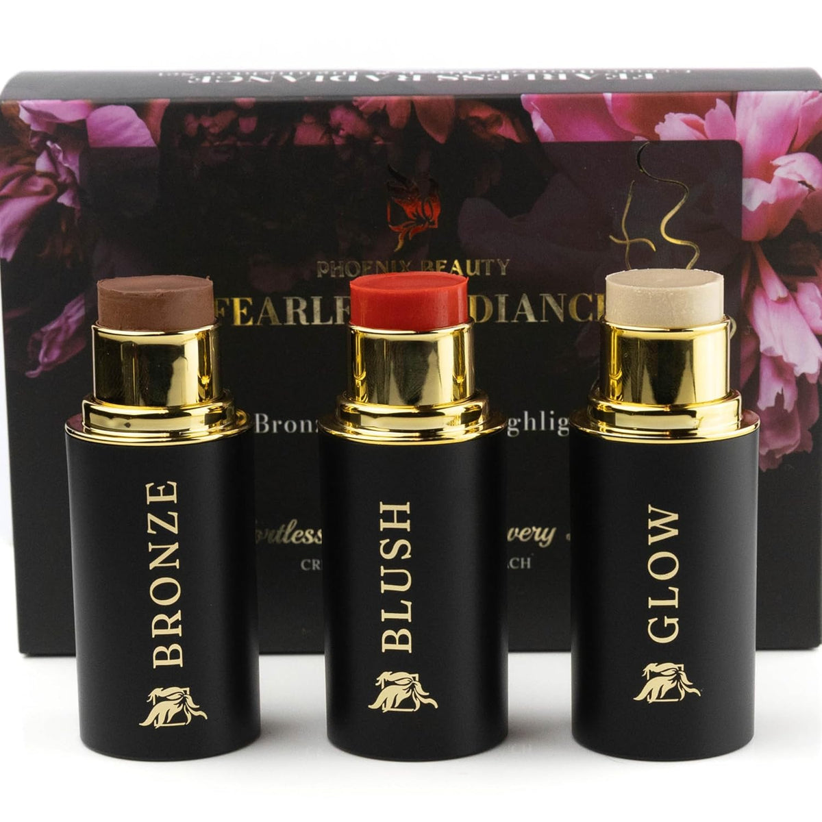Cream Contour Stick Set – Blush, Bronzer & Highlighter Trio | Hydrating, Buildable, High-Pigment