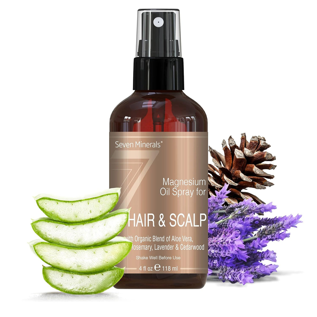 Seven Minerals Anti-hair Loss Treatment - Magnesium Spray for Men and Women | Made in USA - 100